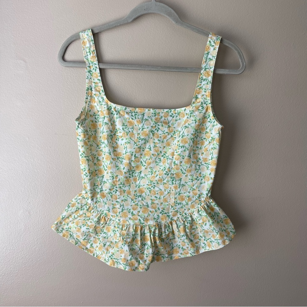 Sophie Rue Floral Peplum Tank Top Size Small
